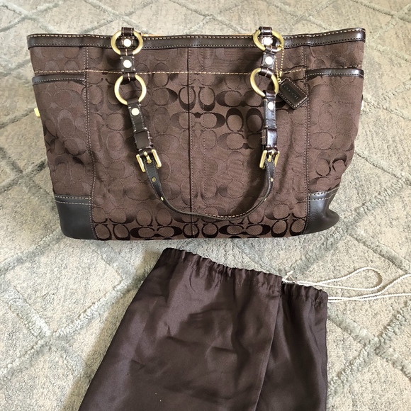 Coach 11239 Brown Signature Shoulder Tote Bag - Picture 5 of 8